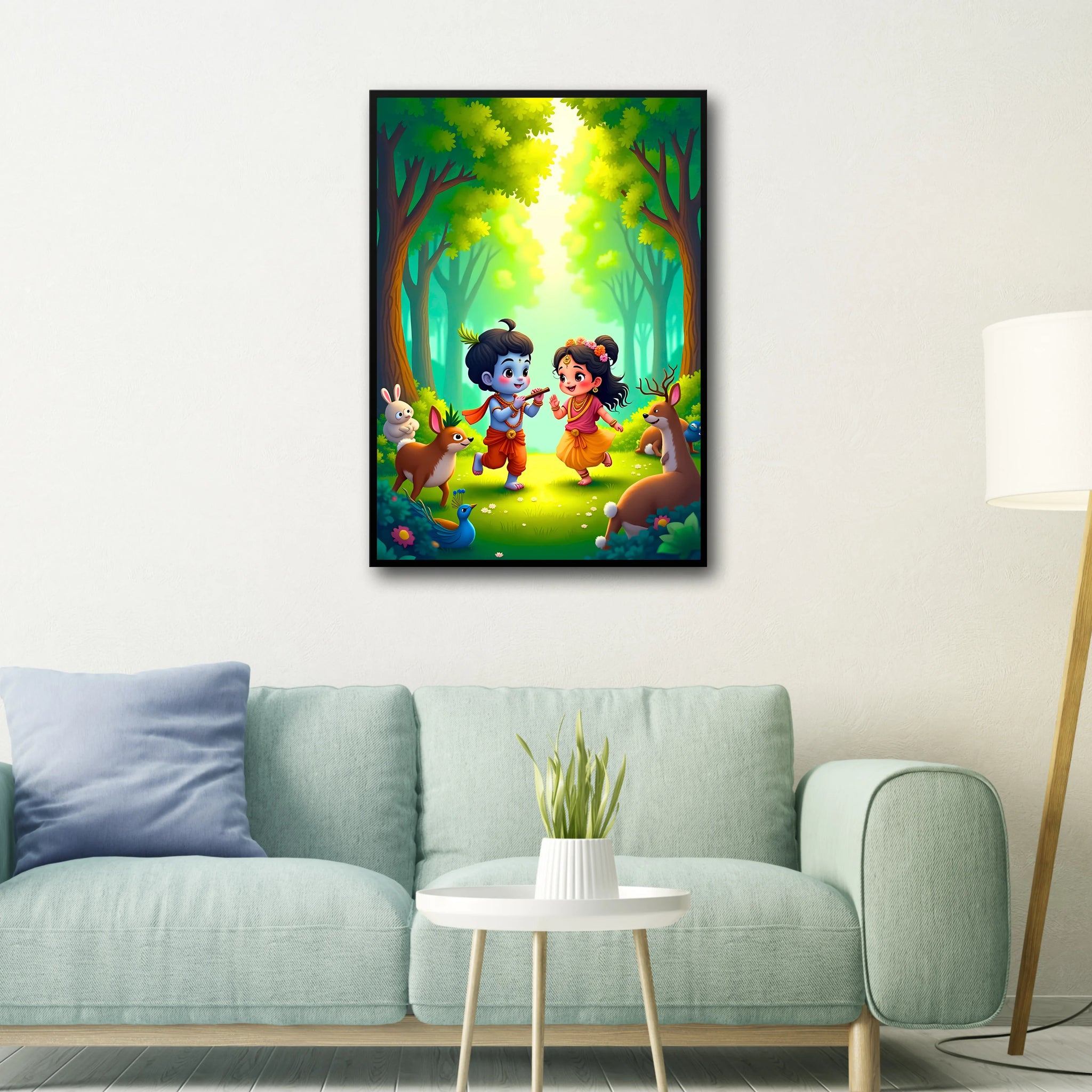 Radha Krishna: Playful Moments Frame - A4 Size