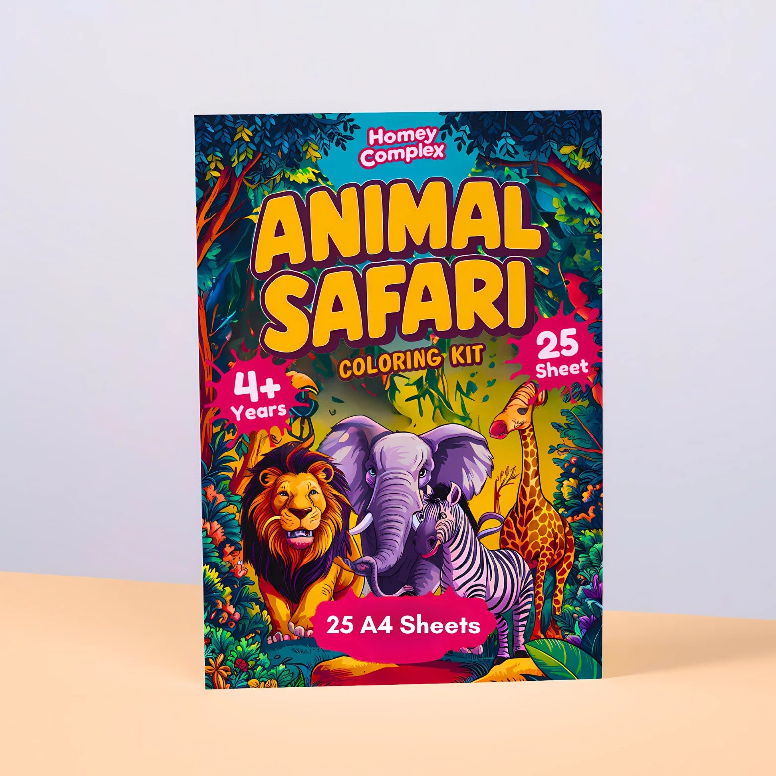 Animal Safari Coloring Kit - 25 Sheets