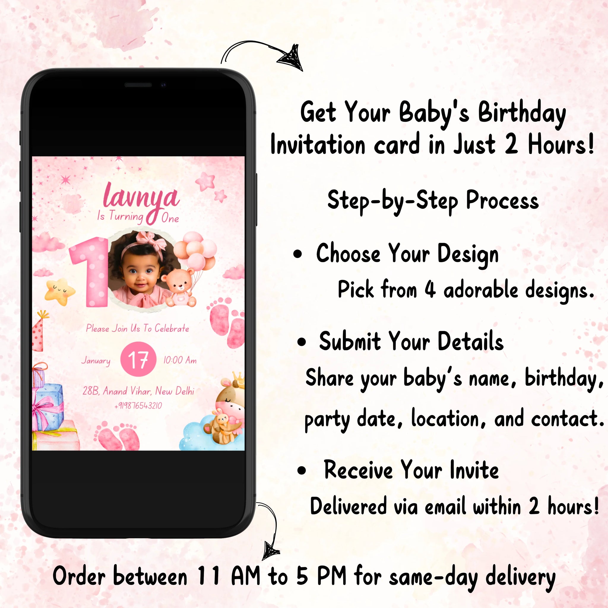 Baby's Birthday Invitation Digital Card