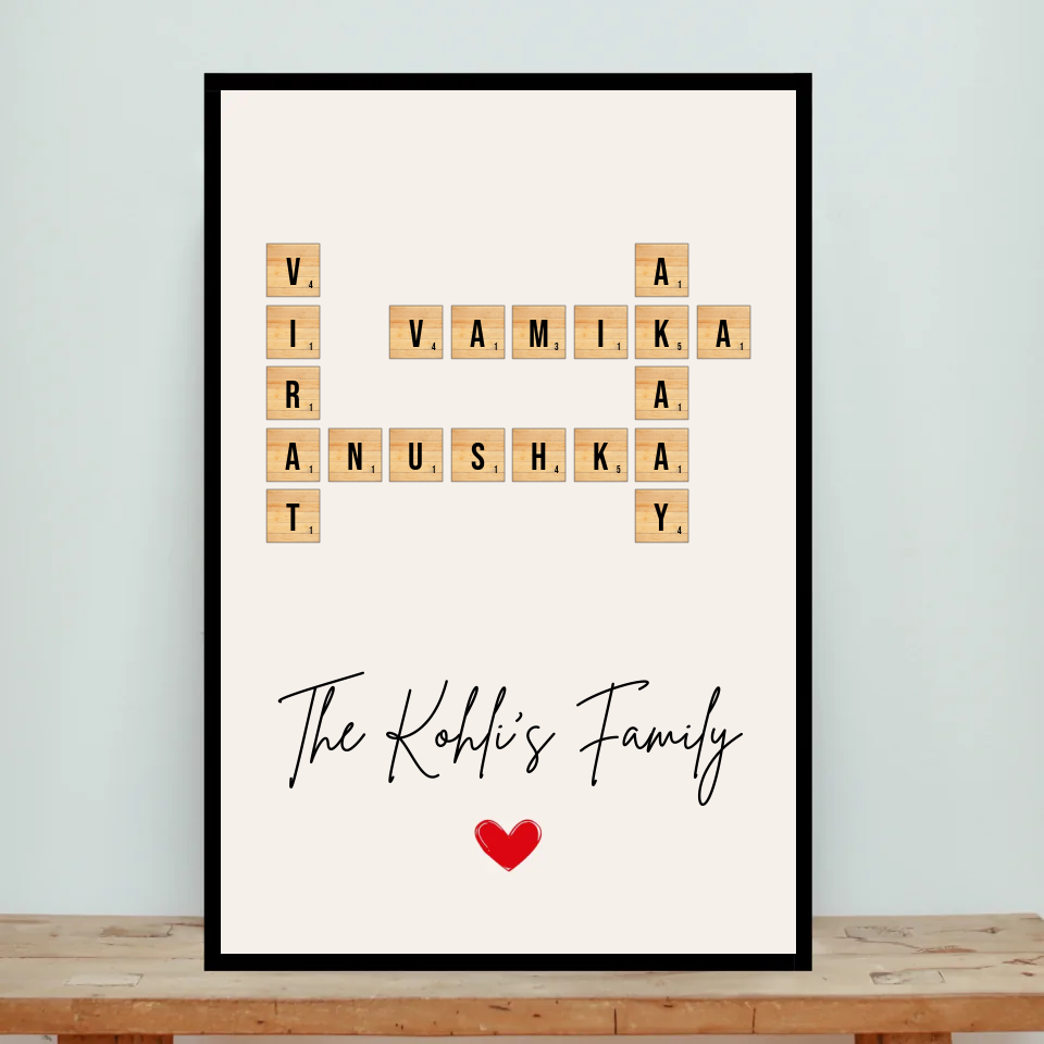 Family Crossword Puzzle Wall Frame