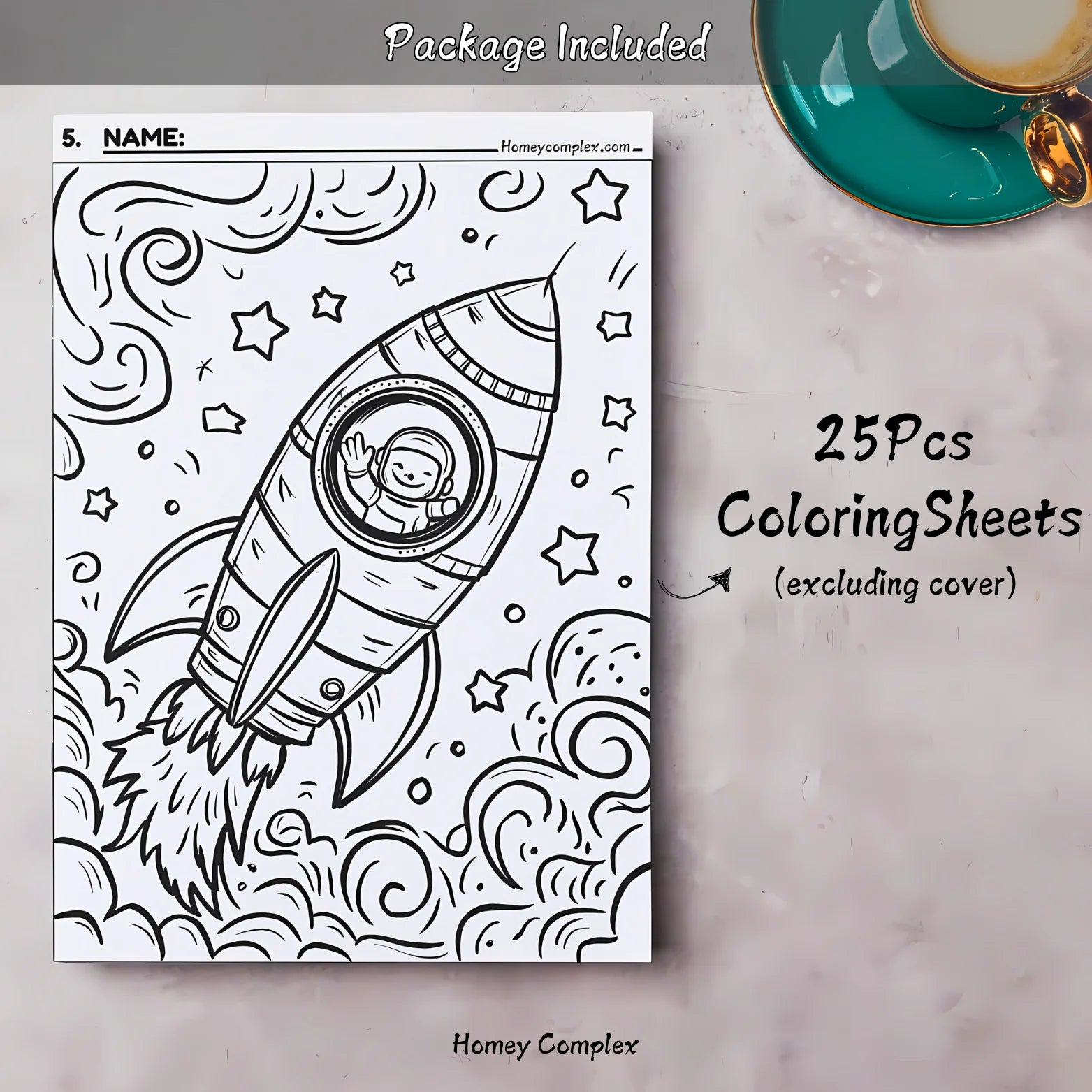 Spacemaker Coloring Box Space Coloring Kit - 25 Sheets