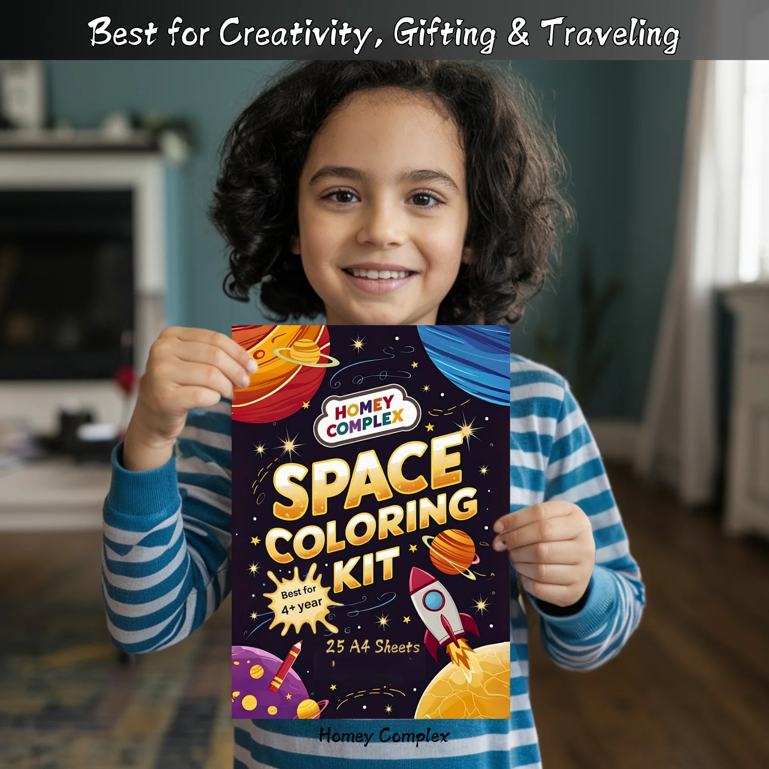 Spacemaker Coloring Box Space Coloring Kit - 25 Sheets
