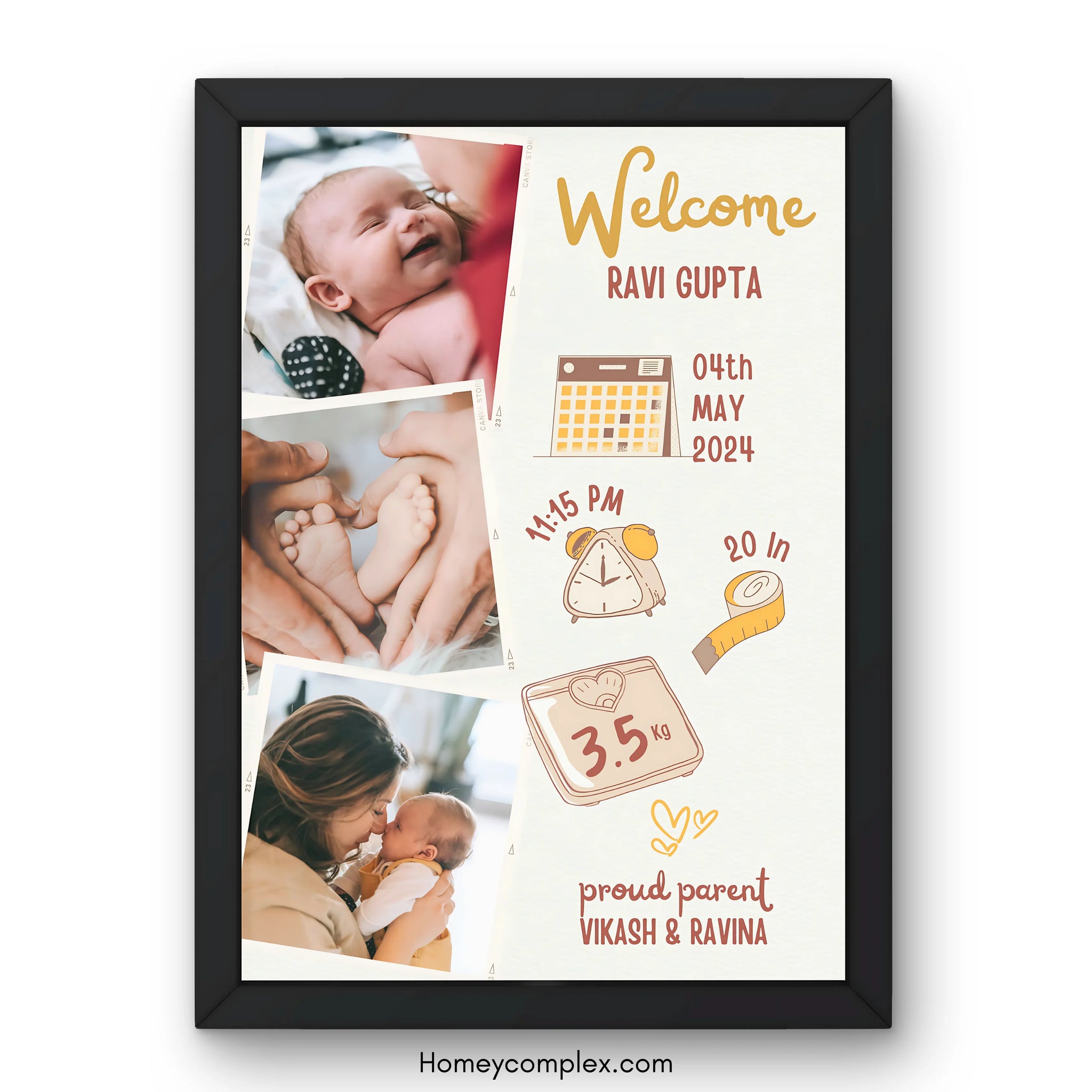 Baby Birth Photo Frame - A4 Size