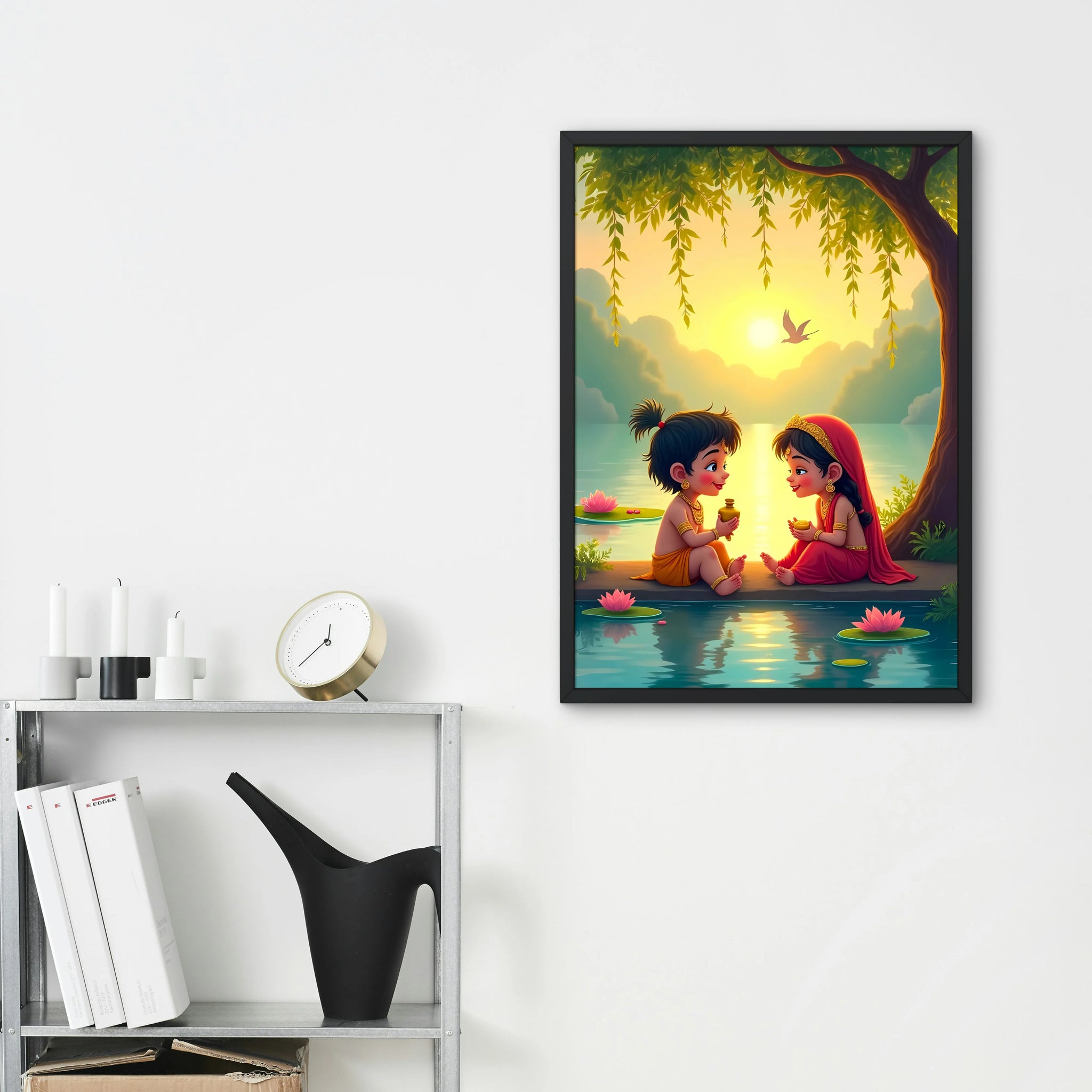 Radha Krishna: Innocence by the River Frame - A4 Size