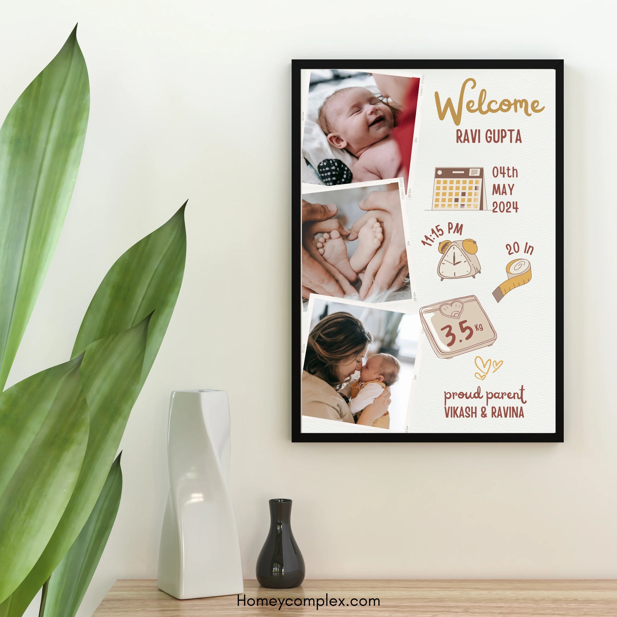 Baby Birth Photo Frame - A4 Size