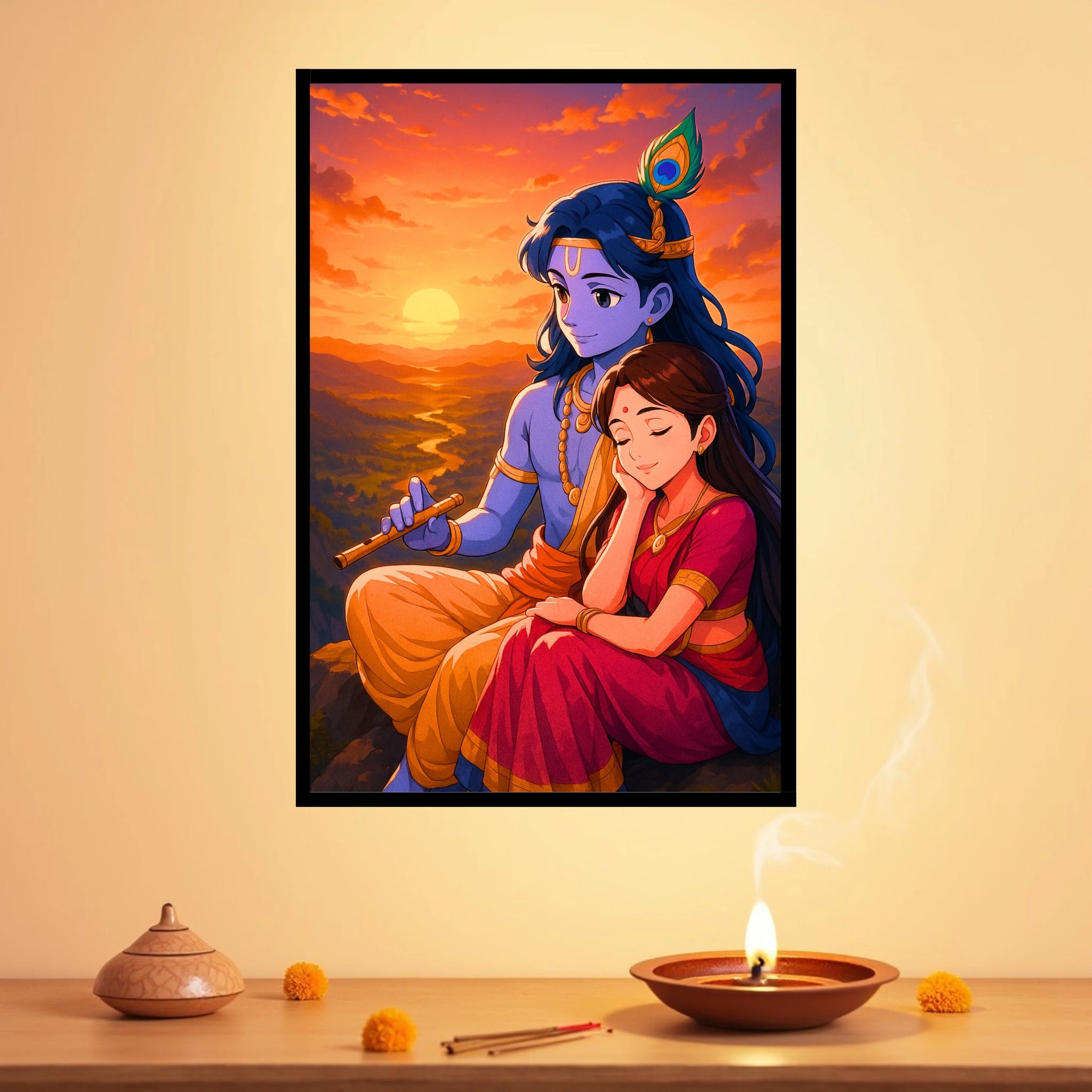 Krishna Radha Sunset Frame