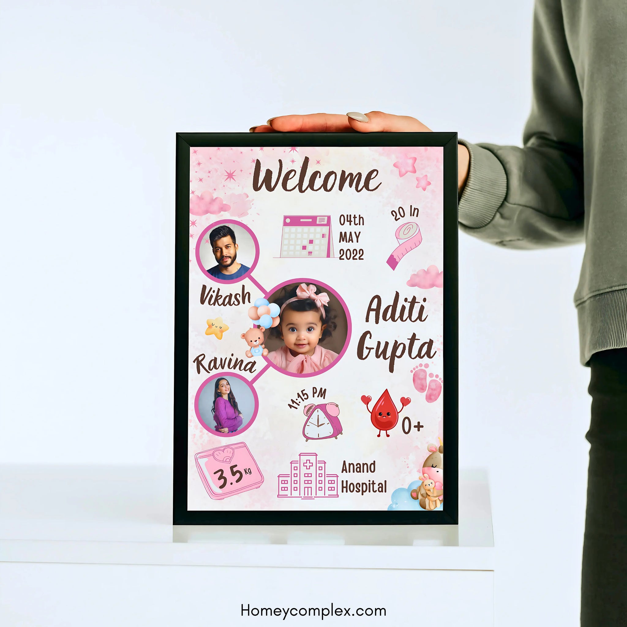 Baby Birth Photo Frame - A4 Size