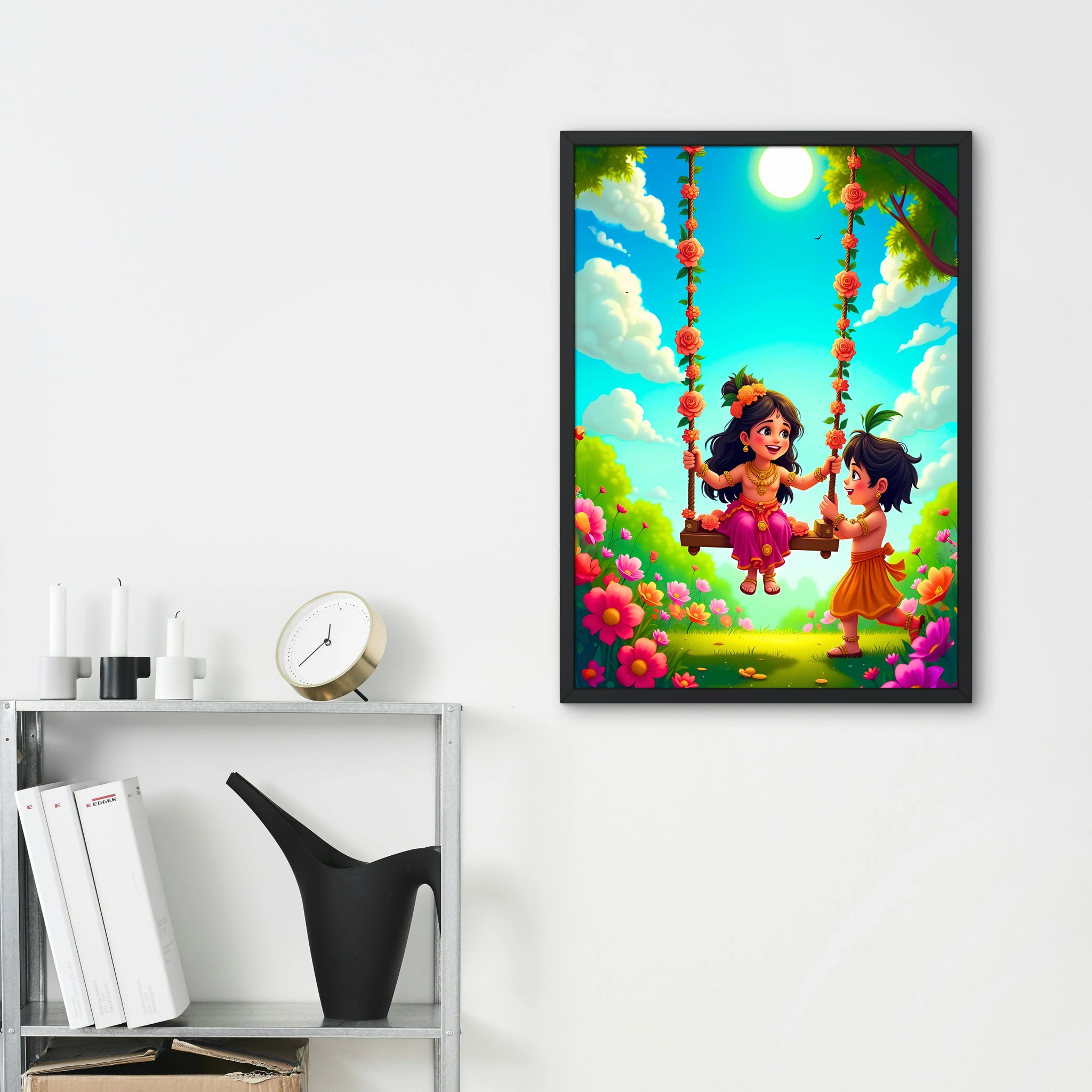 Little Krishna: The Joy of Swinging Frame - A4 Size