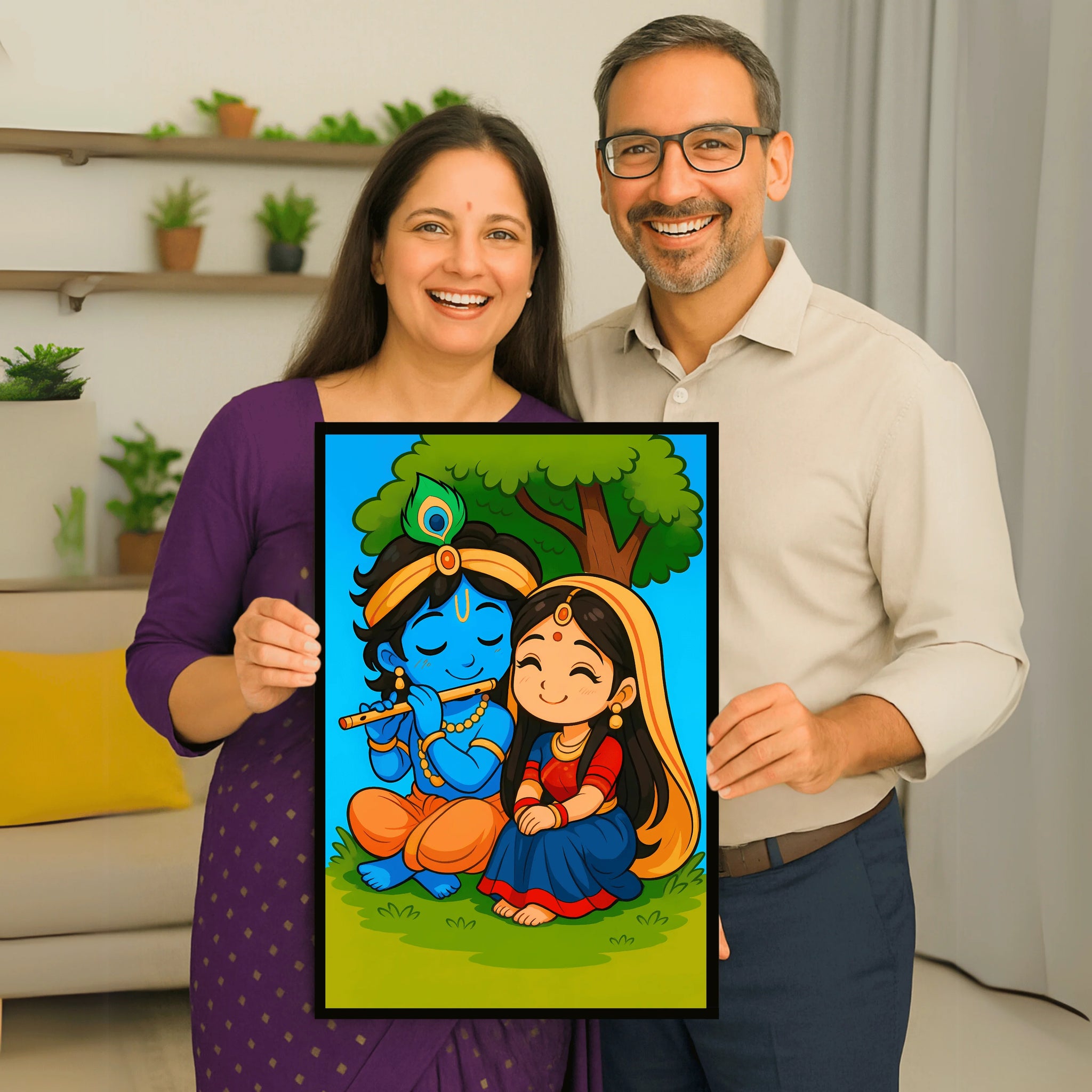 Playful Krishna & Radha Frame