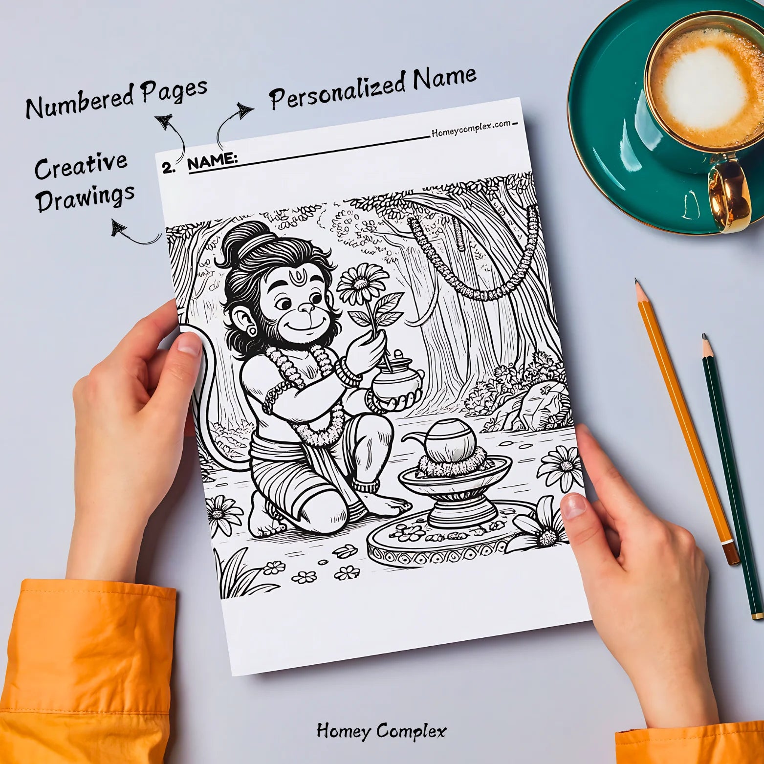 Lord Hanuman Coloring Kit - 25 Sheets