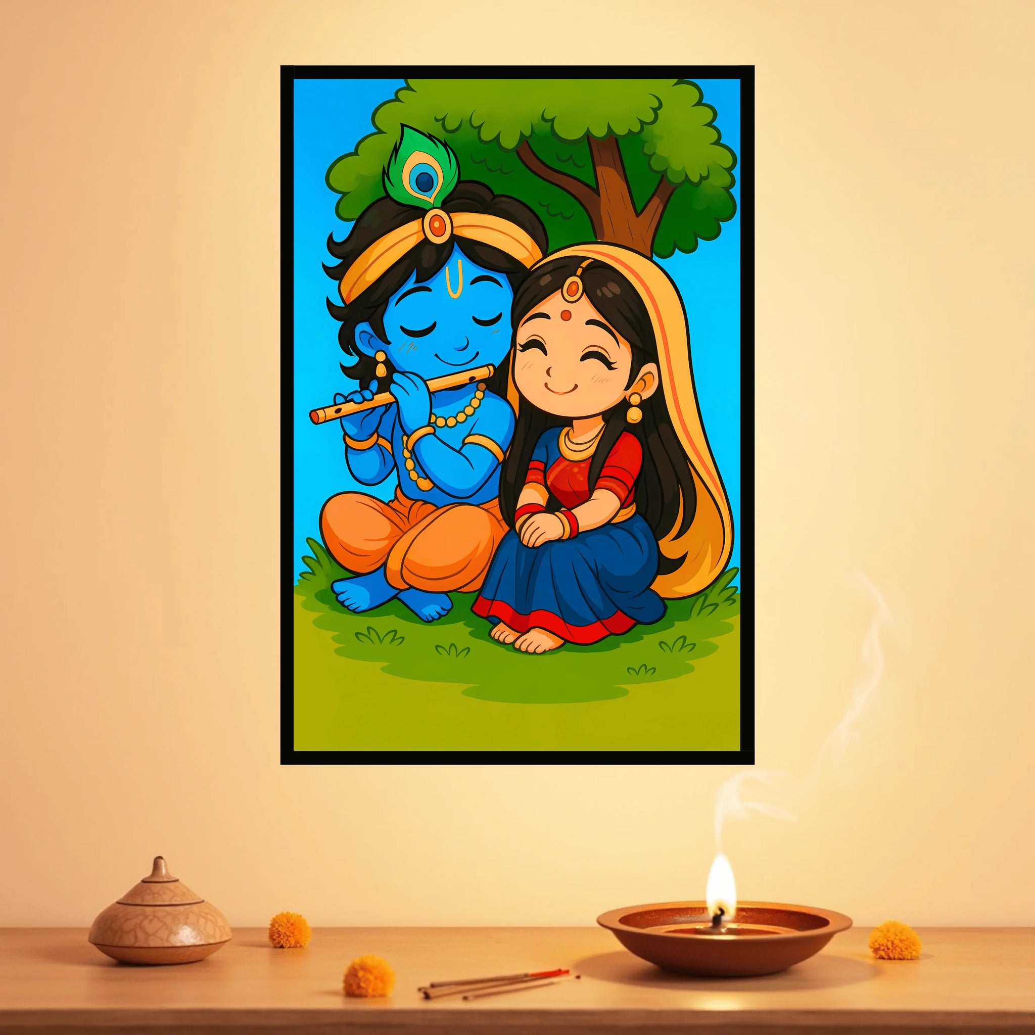 Playful Krishna & Radha Frame