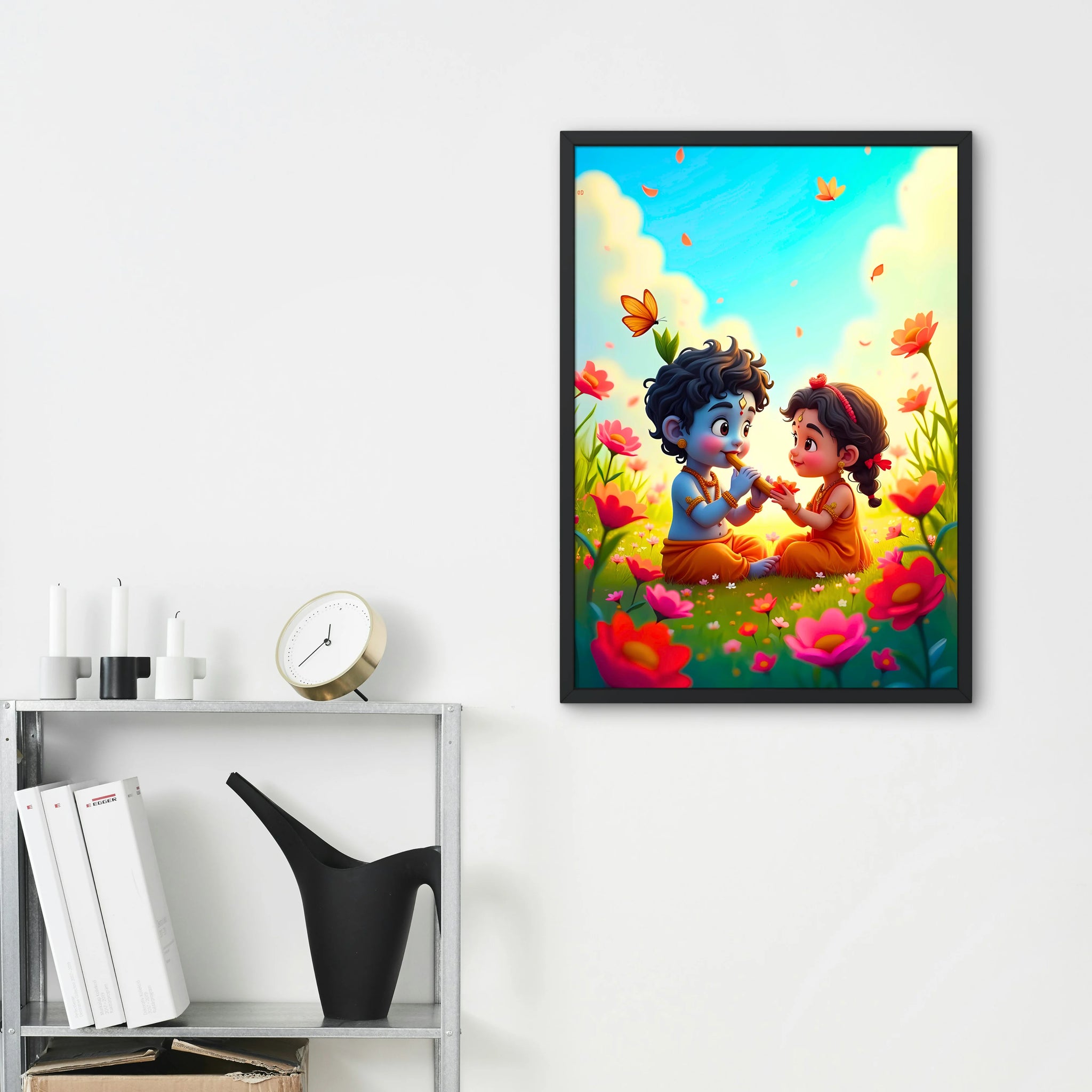 Radha Krishna: Garden of Bliss Frame - A4 Size