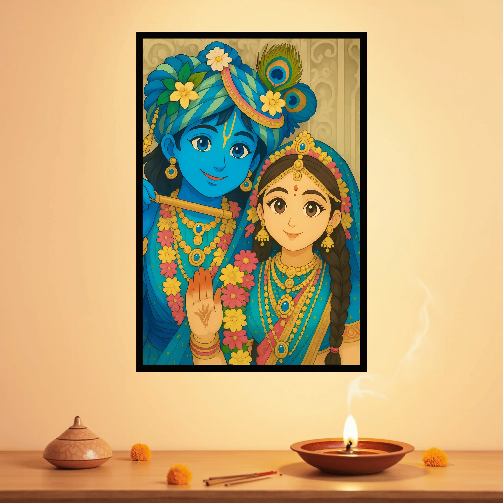 Blessings of Krishna & Radha Frame
