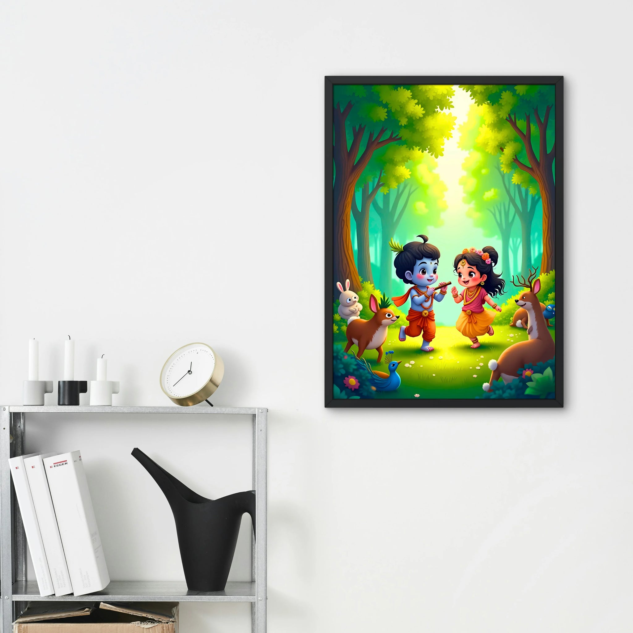 Radha Krishna: Playful Moments Frame - A4 Size