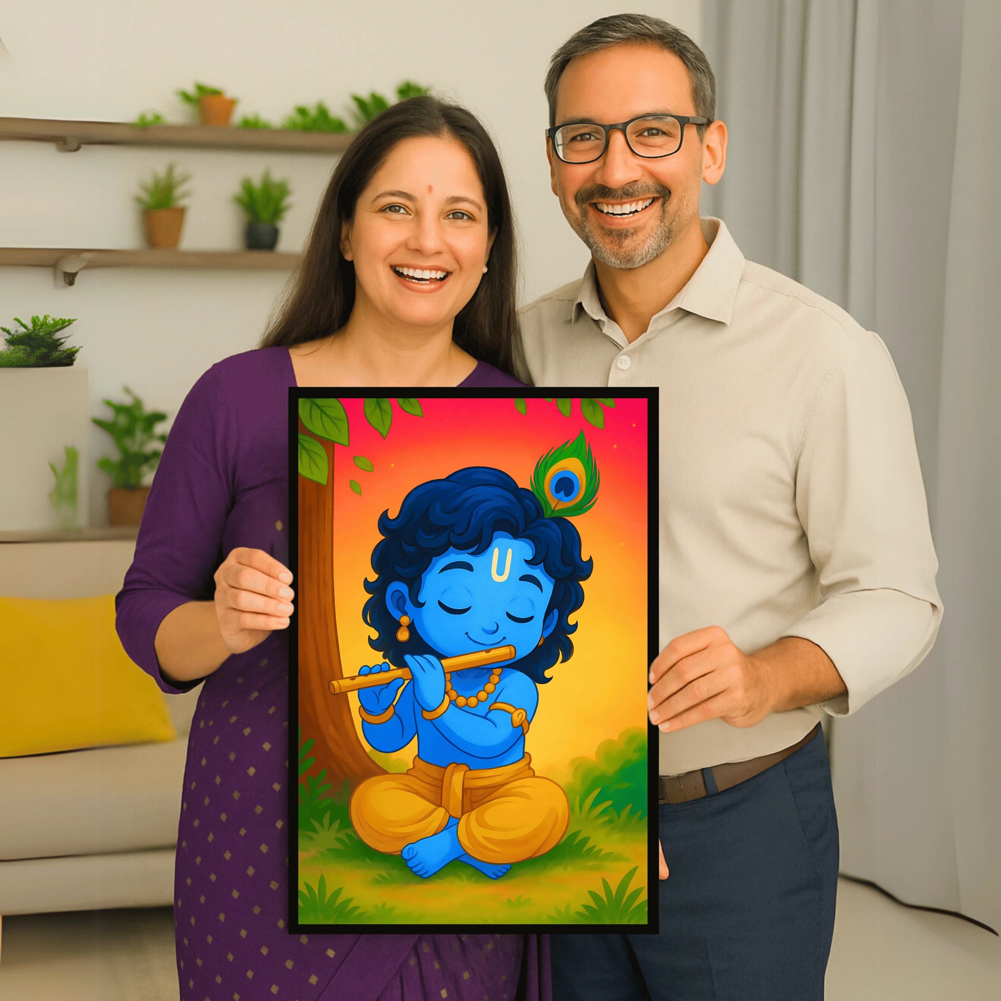 Flute of Dawn Baby Krishna Frame