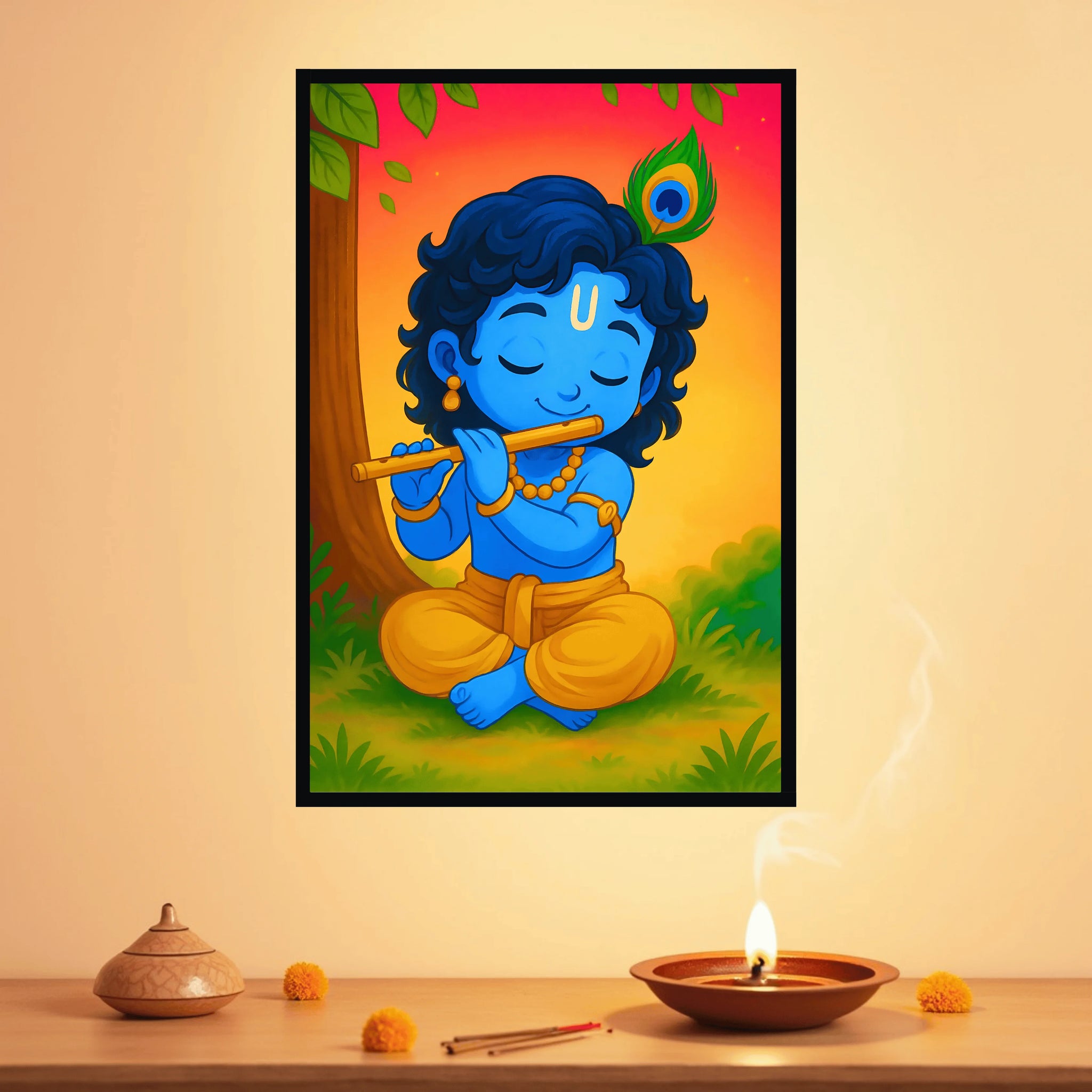 Flute of Dawn Baby Krishna Frame