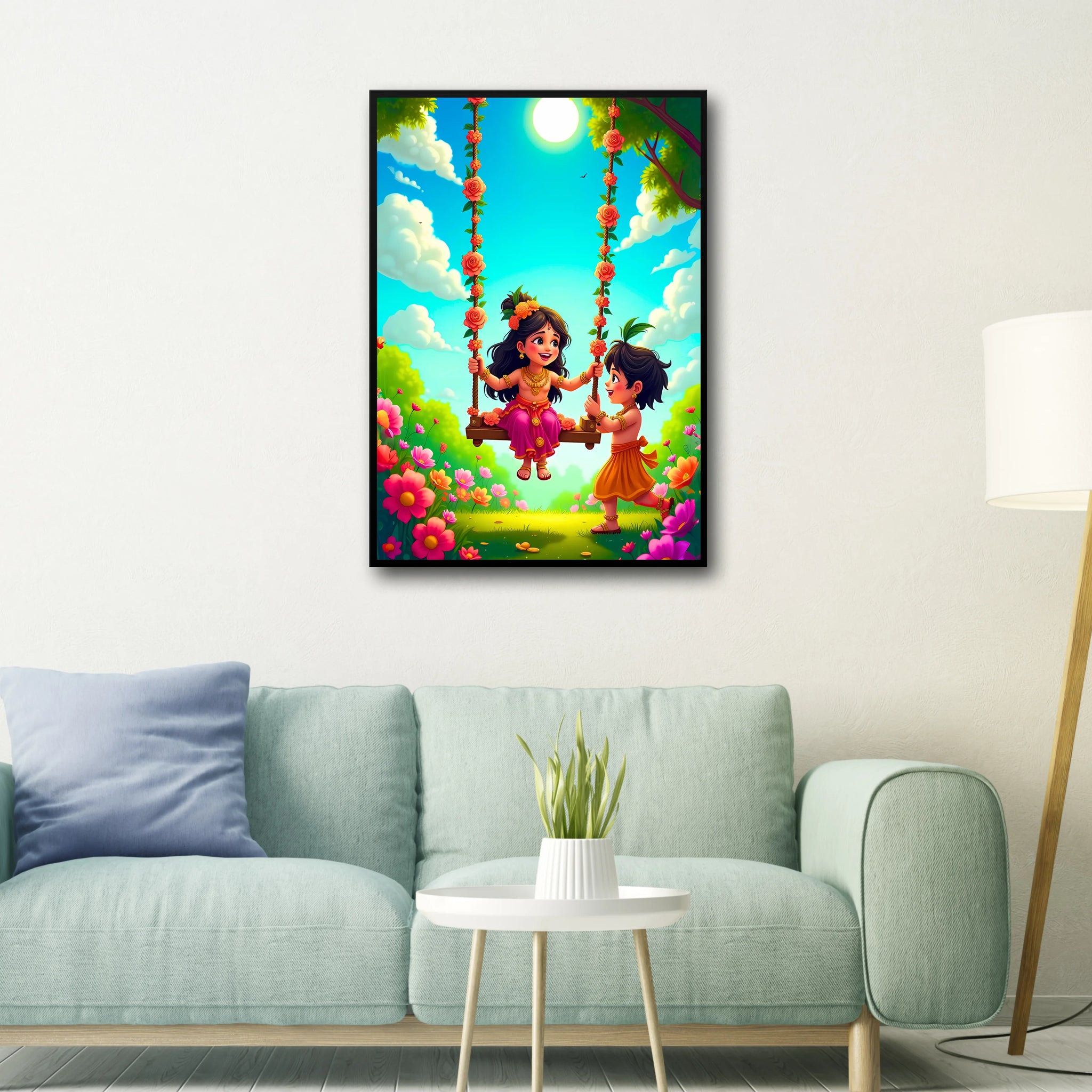 Little Krishna: The Joy of Swinging Frame - A4 Size