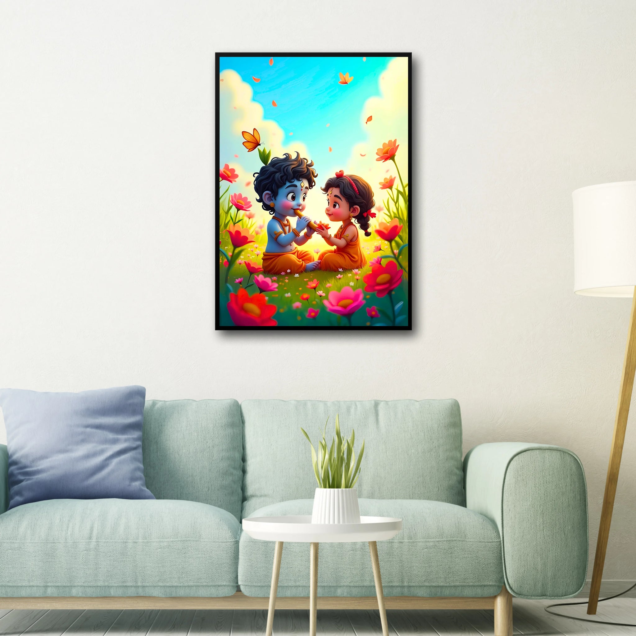 Radha Krishna: Garden of Bliss Frame - A4 Size