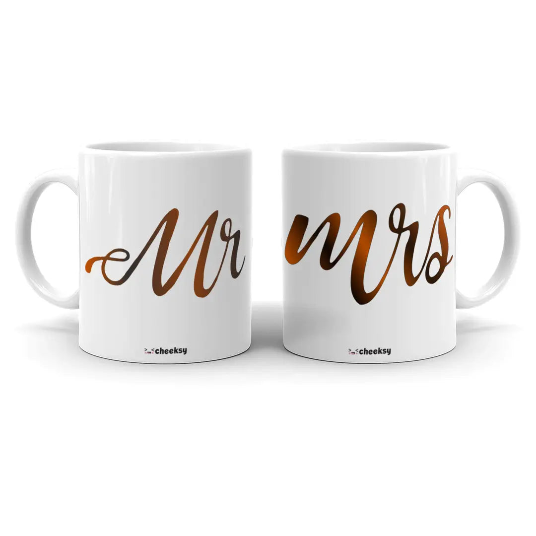 Cheeksy Mr. with Mrs. with brown Text Printed Coffee Tea Milk Mug 300 ml