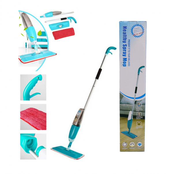 Spray Mop With Removable Washable Cleaning Pad And Integrated Water Spray Mechanism