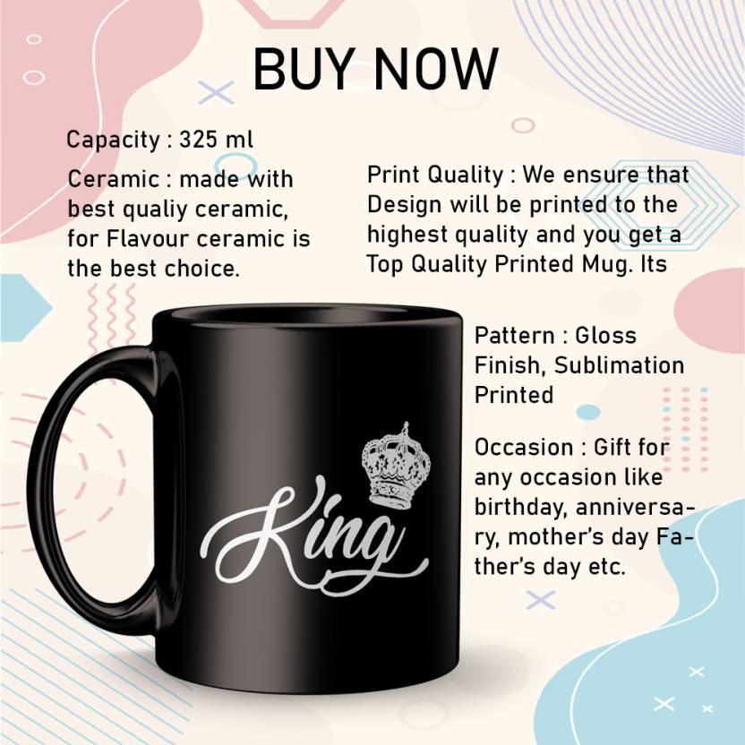 King Queen Ceramic Mug - Pack of 2