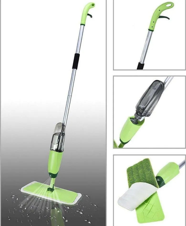 Spray Mop With Removable Washable Cleaning Pad And Integrated Water Spray Mechanism